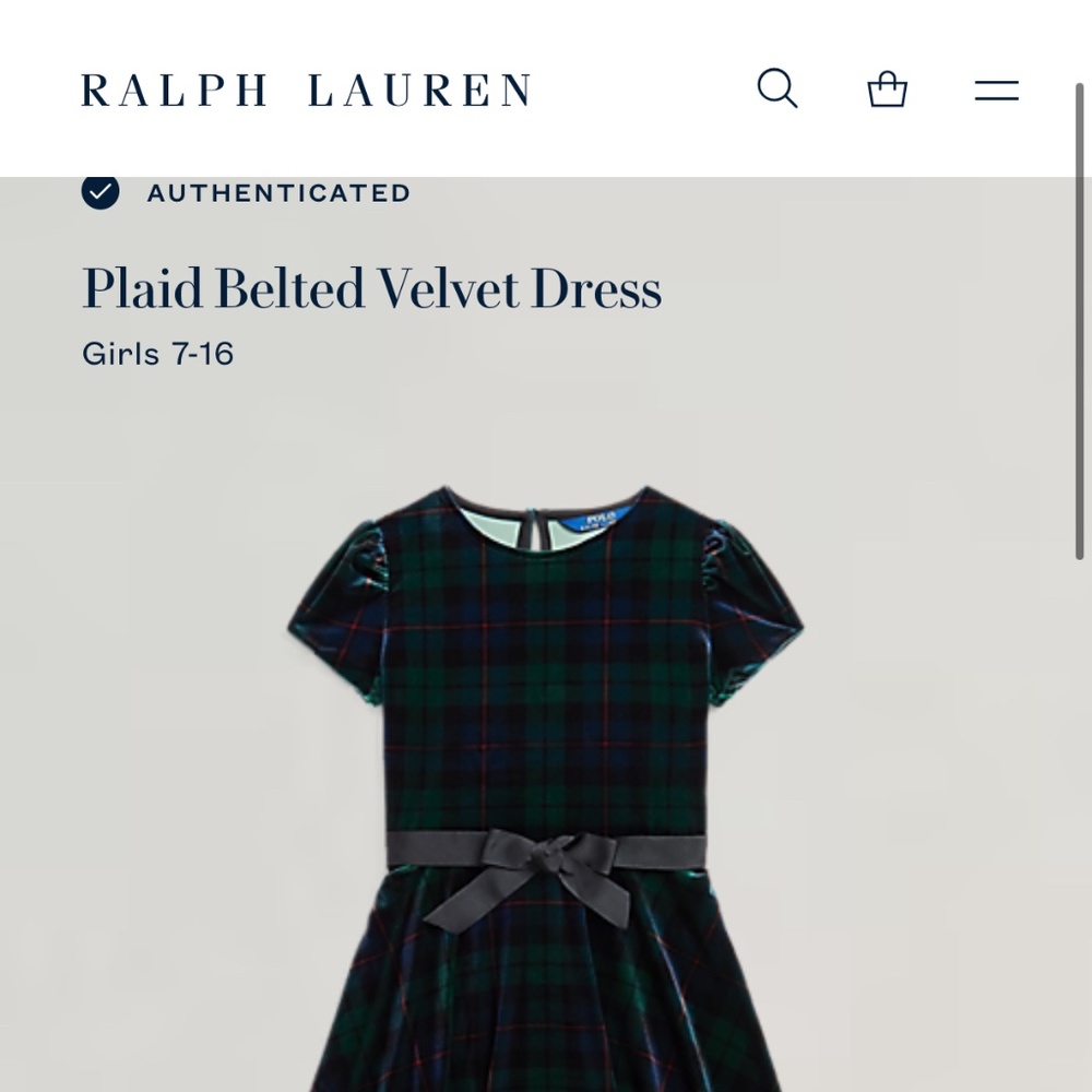 Polo Ralph Lauren Plaid Belted velvet dress